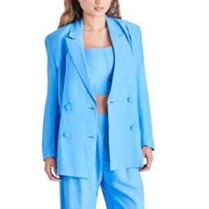 NWT STEVE MADDEN Baldwin Double-Breasted Blazer in Blue Size Medium